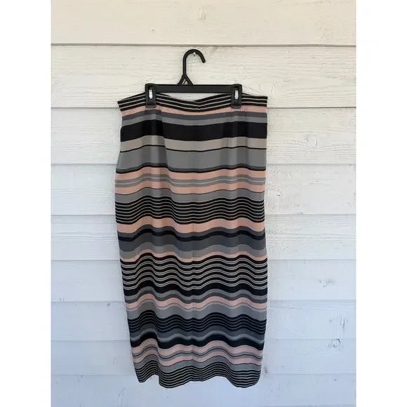 Josephine Chaus Collection Striped Pencil Skirt Size 16 Blush Gray Black Office - Picture 7 of 7